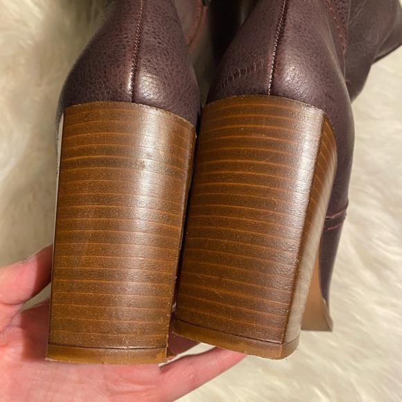 Free People Riley leather tall slouchy boots size 39 or 8.5 in dark purple - Picture 6 of 9